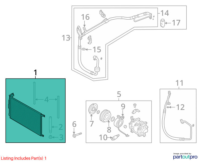 AC Condenser Naturally Aspirated Fits 21-25 ELANTRA 1932144