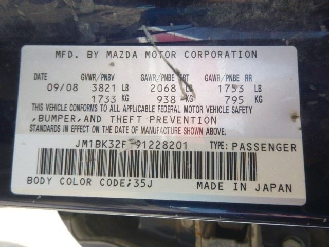 Driver Side View Mirror Power Non-heated Fits 07-09 MAZDA 3 1479541