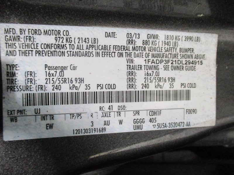 FOCUS 2013 Seat Belt Rear 1642006