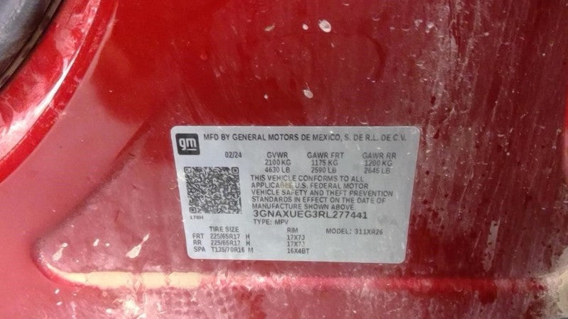Driver Tail Light Incandescent Liftgate Mounted Fits 22-24 EQUINOX 193