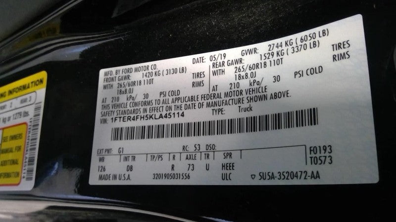 Steering Column Floor Shift Keyless Ignition Fits 19-23 RANGER 1900733