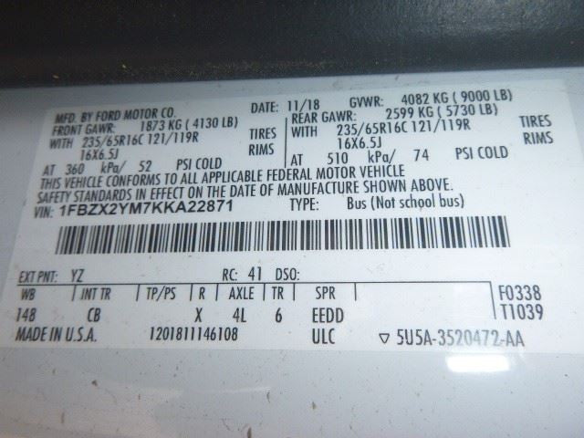 Engine 3.7L VIN M 8th Digit Gasoline Fits 16-19 TRANSIT 150 1740483