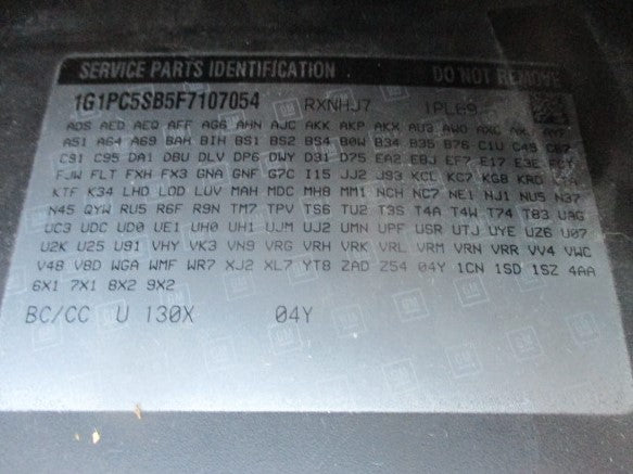 Grille VIN P 4th Digit Limited Center Tpv Opt WA7 Fits 15-16 CRUZE 158