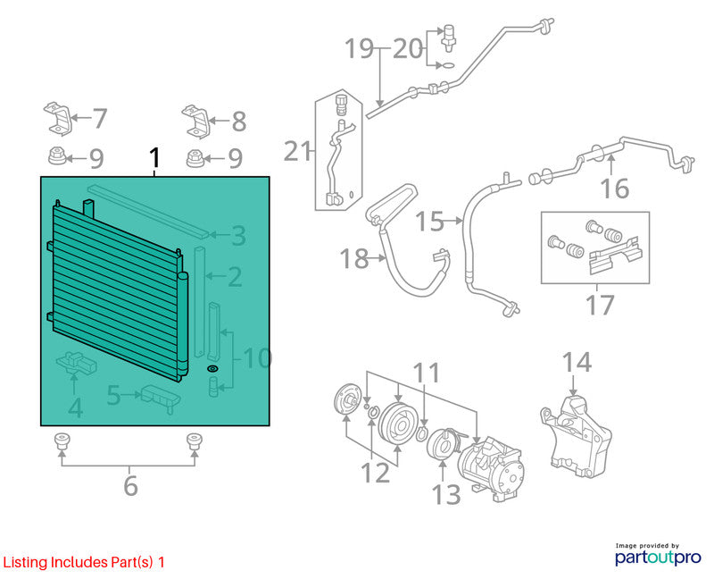 AC Condenser Fits 06-14 RIDGELINE 1886819