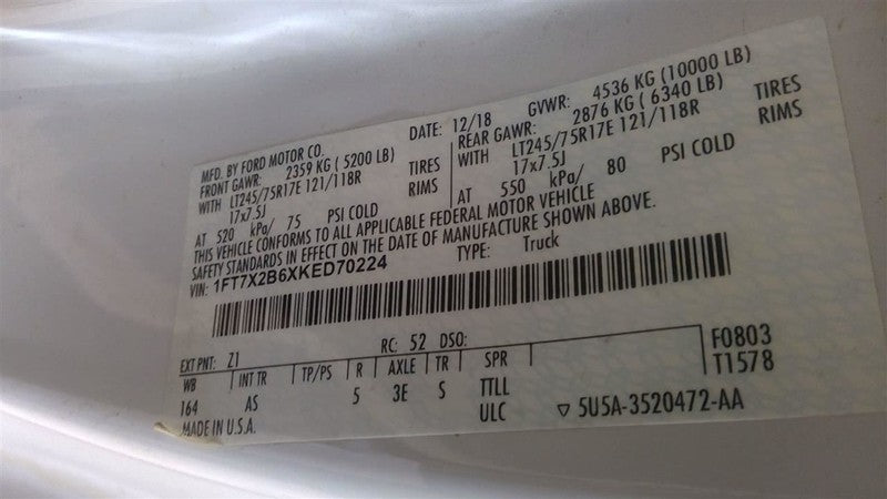 Rear Axle 6.2L 3.73 Ratio Fits 17-22 FORD F250SD PICKUP 1638343