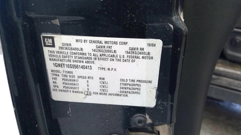 Chevrolet Trailblazer 2005 Headrest Used 9622