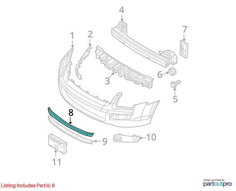 Grille Bars Only Lower Grille Upper Bar Bright Chrome Fits 06-09 FUSIO