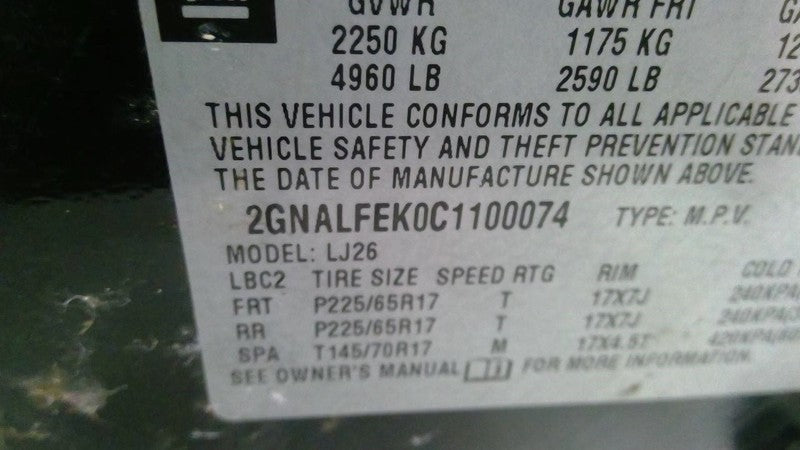 Starter Motor Fits 10-17 EQUINOX 1716391
