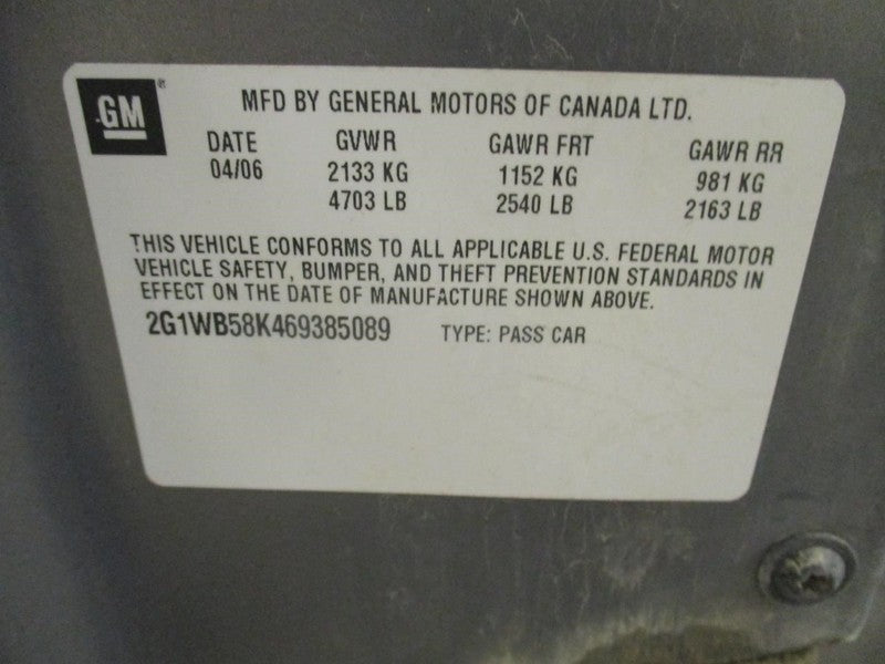 Grille Without Fog Lamps Lower Fits 06-11 IMPALA 2014457