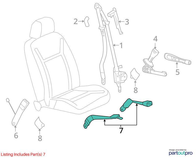 Seat Belt Front VIN W 4th Digit Limited Center Fits 06-16 IMPALA 19984