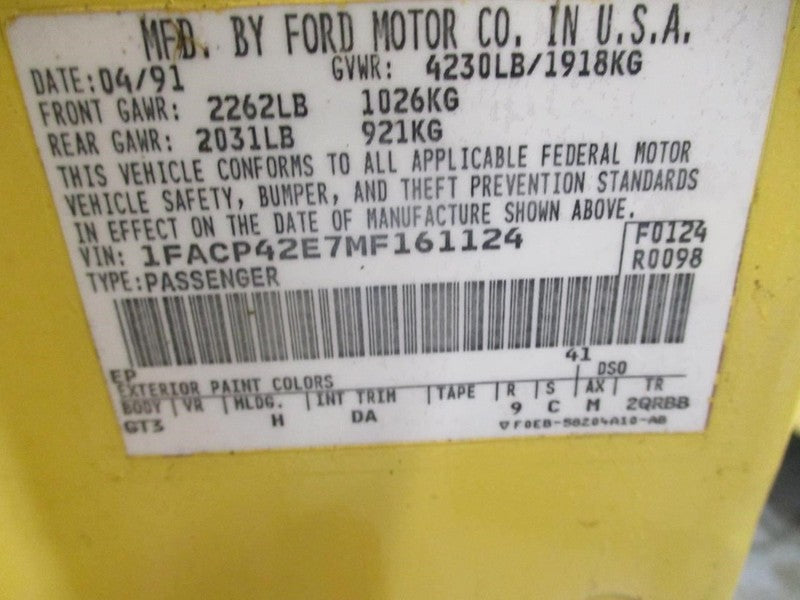 MUSTANG   1991 Seat Belt Front 1880509