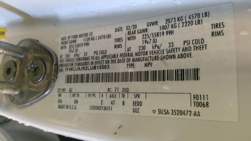 Info-GPS-TV Screen Front 8.0" Screen Fits 20 ESCAPE 1734986