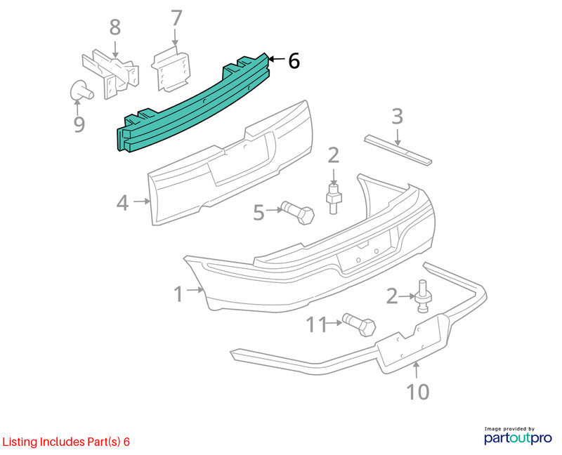 Rear Bumper Reinforcement Fits 00-05 IMPALA 2027283