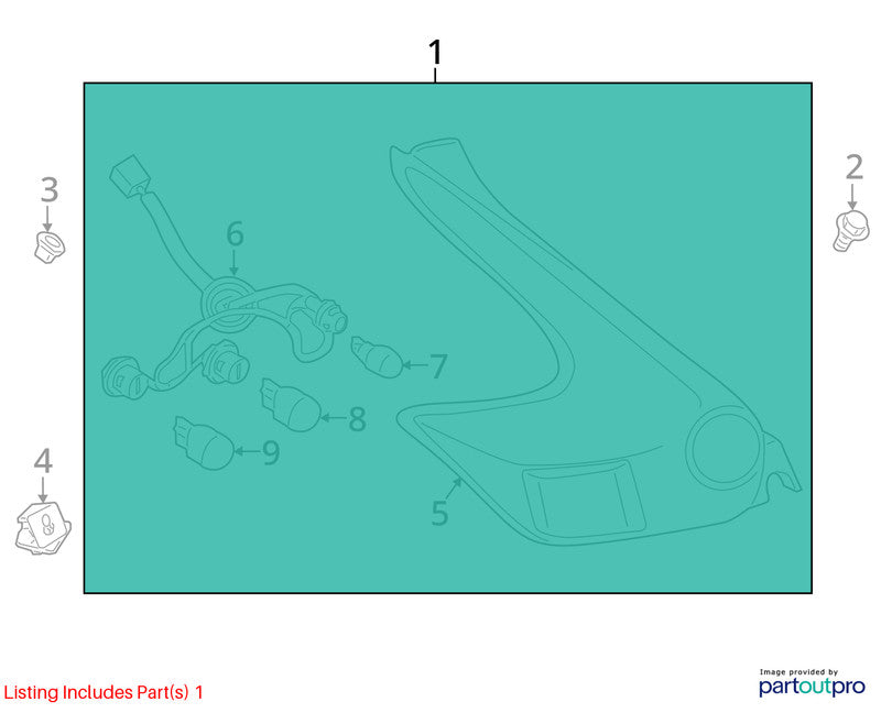 Passenger Tail Light Quarter Panel Mounted Fits 11-14 JUKE 1972832
