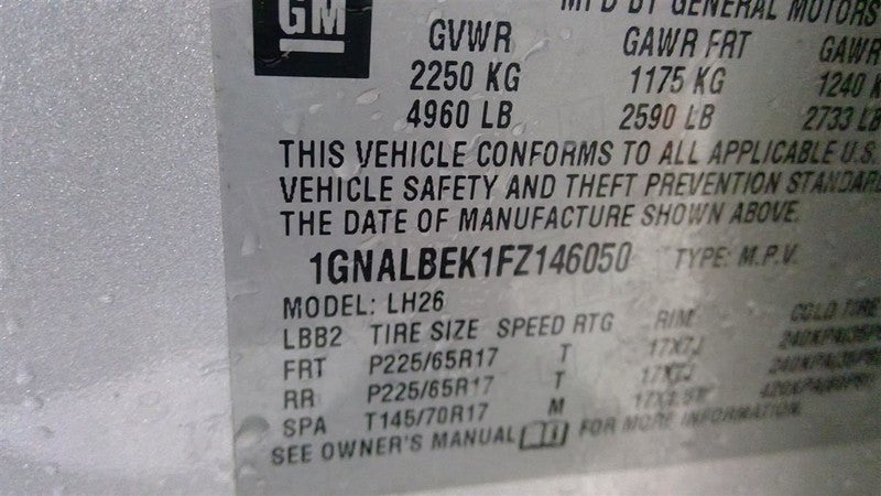 Automatic Transmission FWD 2.4L Fits 15-17 EQUINOX 1651963