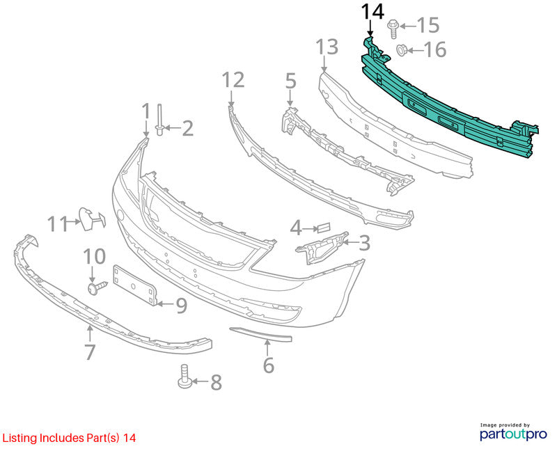 Front Bumper Reinforcement US Market Fits 06-12 14 SEDONA 1991176