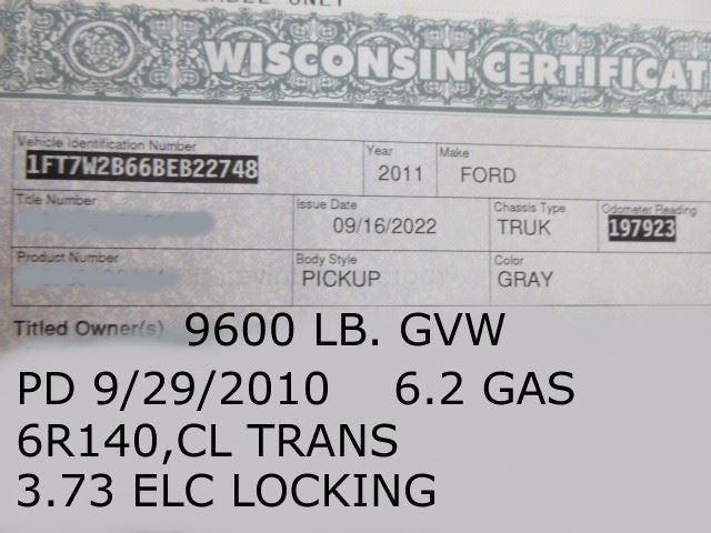 Front Axle Srw 3.73 Ratio Fits 11-12 FORD F250SD PICKUP 1436621