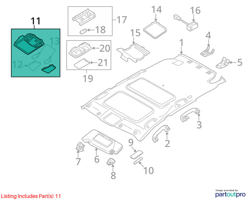 Console Front Roof 4 Door With Sunroof Thru 8/12 Fits 09-13 MURANO 201
