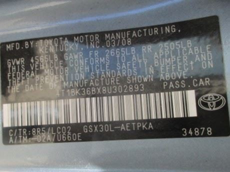 Passenger Tail Light Thru 9/09 Quarter Panel Mounted Fits 08-10 AVALON