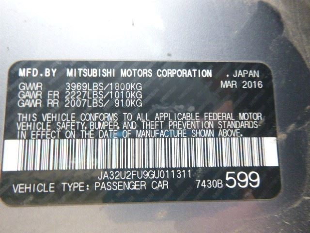 Mitsubishi Lancer 2016 Rear View Mirror Used 8445