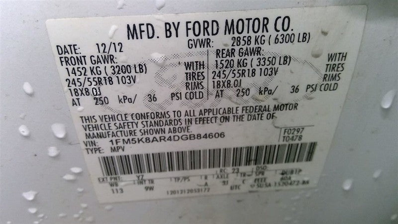 Automatic Transmission 6 Speed ID DA5P-7000-EA Fits 13-14 MKT 1692041