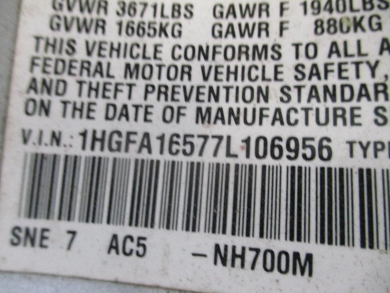 Honda Civic 2006-2011 Rear View Mirror 76400SDAA01 Used 9657