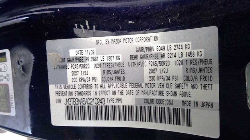 Passenger Right Headlight Xenon HID Fits 10-12 MAZDA CX-9 1667560
