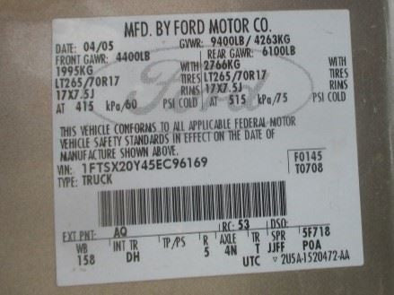Passenger Sun Visor s Regular Cab Fits 02-07 FORD F250SD PICKUP 157165