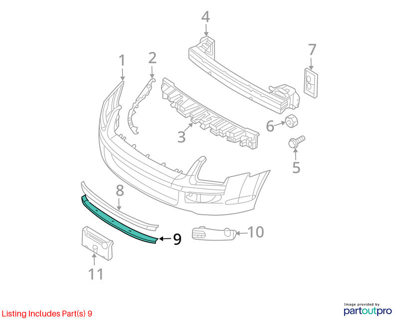 Grille Bars Only Grille Lower Bar Bright Chrome Fits 06-09 FUSION 1878