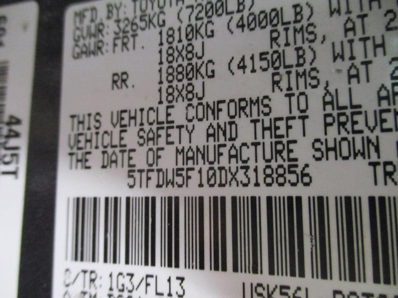 Passenger Front Knee 8 Cylinder Crew Cab 4 Door Fits 07-15 TUNDRA 1684