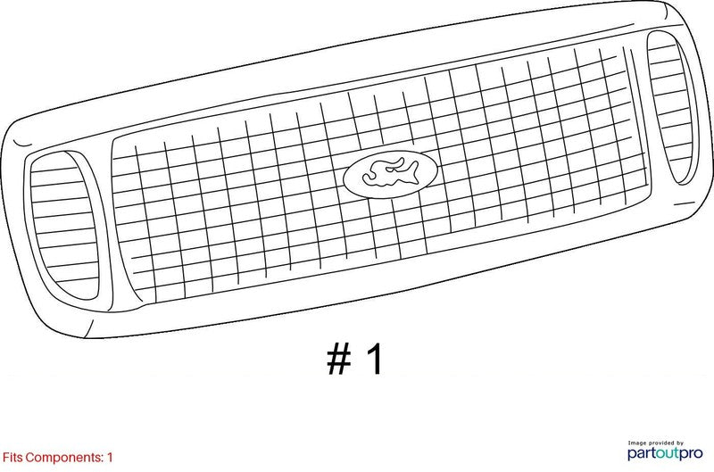 Grille Chrome Surround With Painted Bars Fits 99-04 FORD F250SD PICKUP