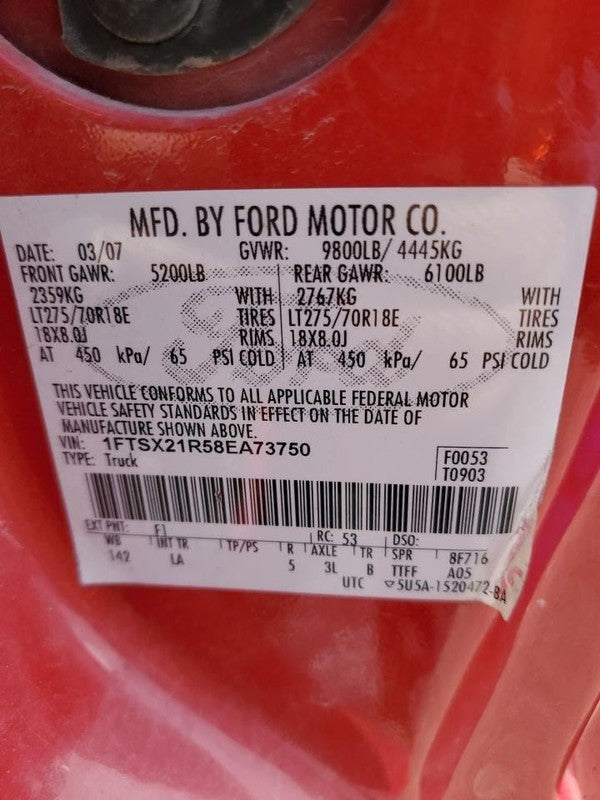 F250SD    2008 Dash/Interior/Seat Switch 1918479