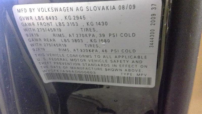 Volkswagen Touareg 2010 Headrest Used 8790