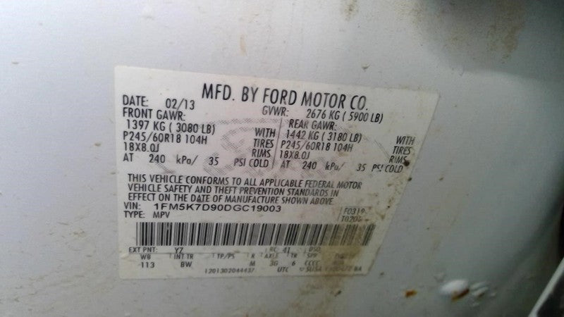EXPLORER  2013 Seat Rear 2037605