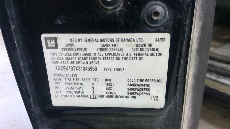 SILVRDO15 2003 Seat Belt Rear 1901813