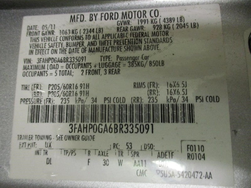 Wheel 16x6-1/2 Aluminum 5 Double Spokes Fits 10-12 FUSION 1853932