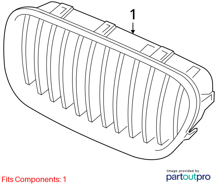 Driver Grille Upper Bumper Mounted M Sport Fits 11-16 BMW 528i 1669224