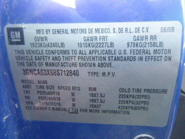 HHR       2008 Seat Rear 1068407