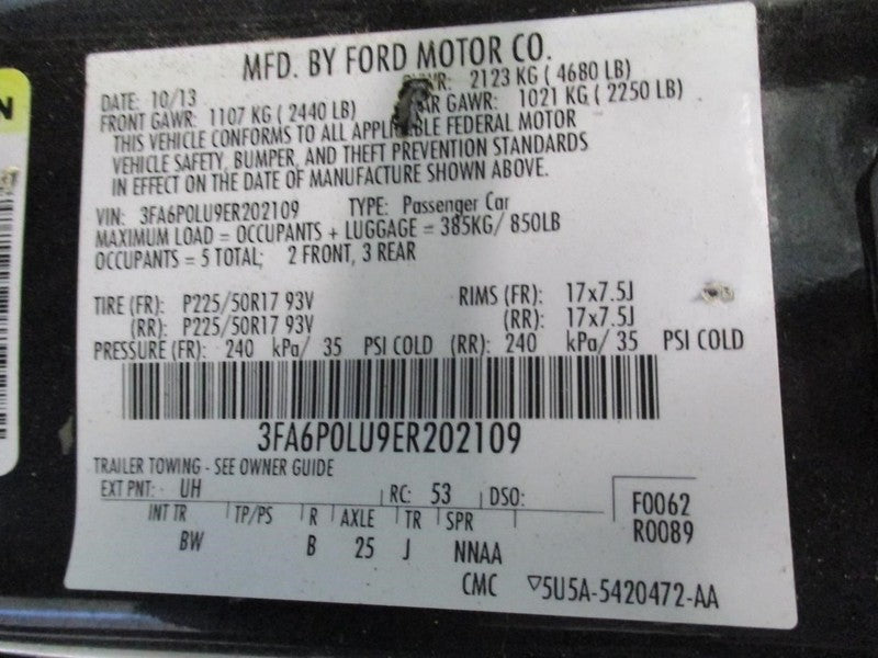 AC Compressor VIN U 8th Digit Hybrid Electric Fits 13-20 FUSION 165619