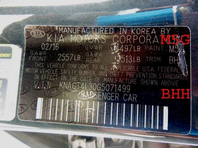 Automatic Transmission 2.4L 3 8th Digit VIN K Fits 16-18 OPTIMA 160047