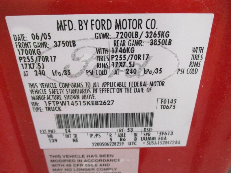 F150      2005 Seat Belt Rear 1679381