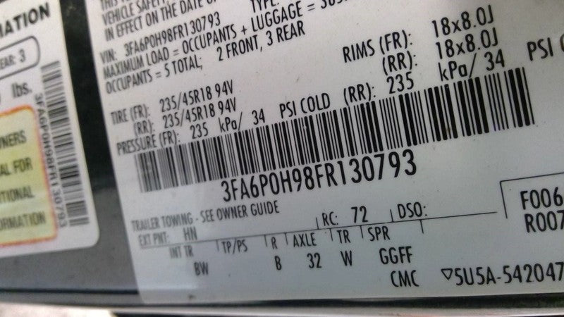 Power Brake Booster VIN 9 8th Digit Turbo Fits 15-16 FUSION 1716690