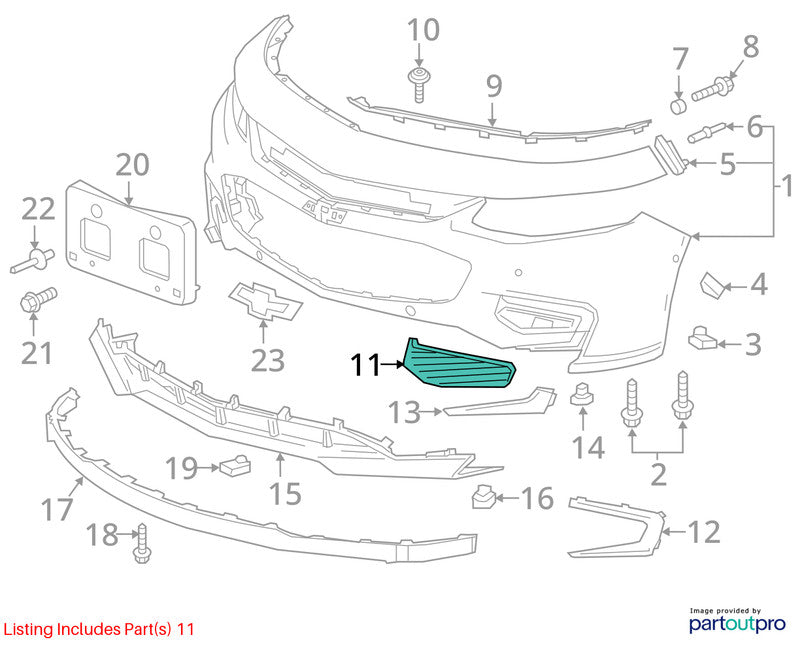 Driver Left Grille Lower Fits 16-18 MALIBU 2003993