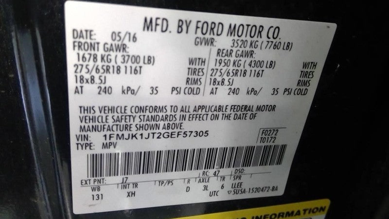 EXPEDITON 2016 Third Seat Station Wagon  Van 2026452