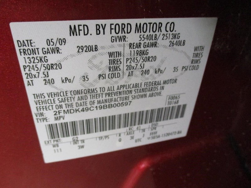 EDGE      2009 Door Trim Panel Rear 2068404