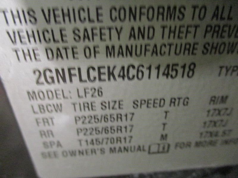 Console Front Floor VIN K 8th Digit Opt Lea Fits 12-13 EQUINOX 1953309