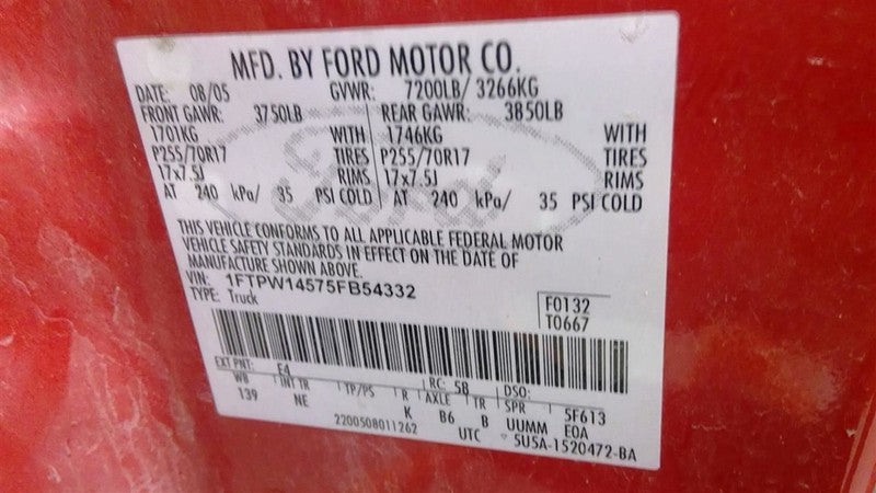 Wheel 17x7-1/2 Aluminum 5 Spoke Fits 04-08 FORD F150 PICKUP 1710201