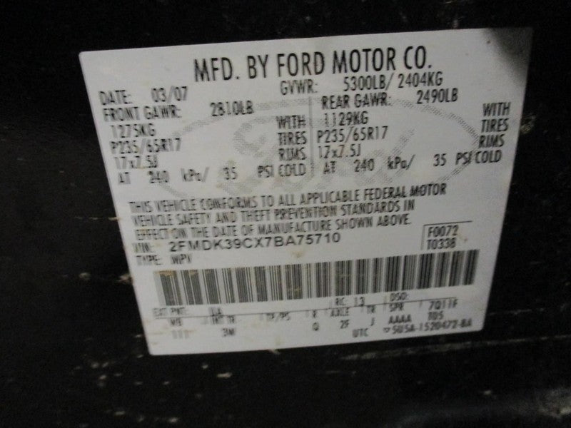 Passenger Front Window Regulator Without Motor Fits 07-15 MKX 1951817