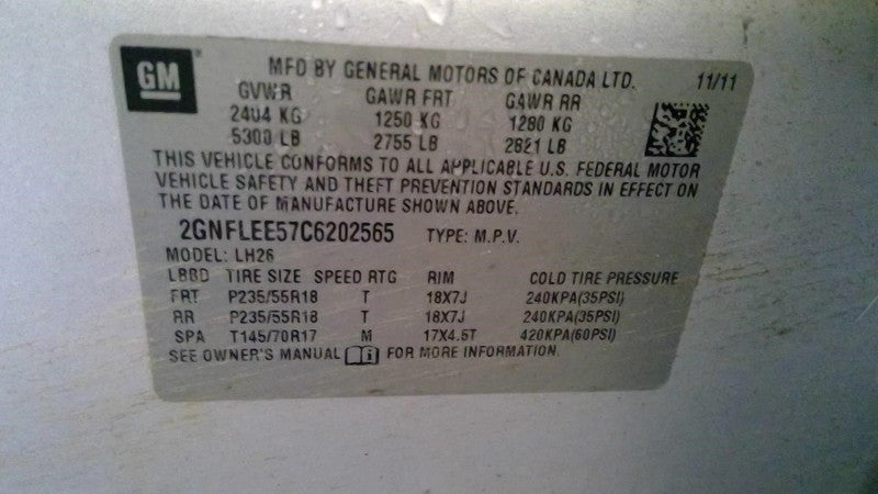 Automatic Transmission 6 Speed AWD MH4 Opt D70 Fits 11-12 EQUINOX 2051