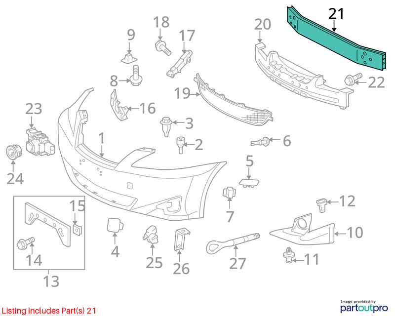 Front Bumper Reinforcement Convertible Fits 06-15 LEXUS IS250 2024107